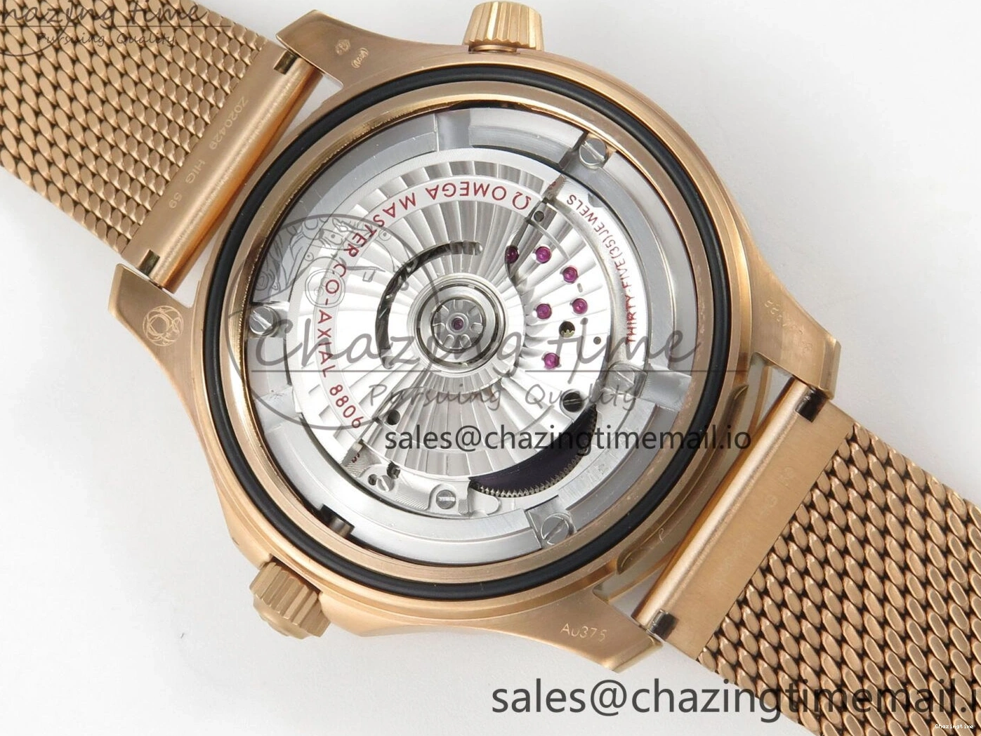 0226 Stylish Seamaster 300M Diver Rose Gold VSF 1:1 Best Edition Black Dial on Mesh Bracelet A 7662